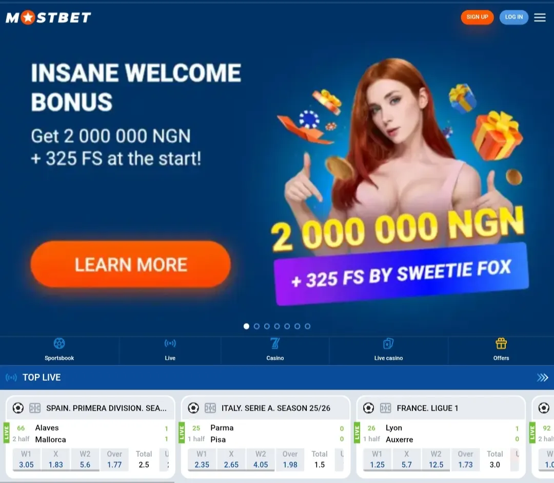 Mostbet sportsbook interface for Nigerian players, captured by the Bets.ng editorial team