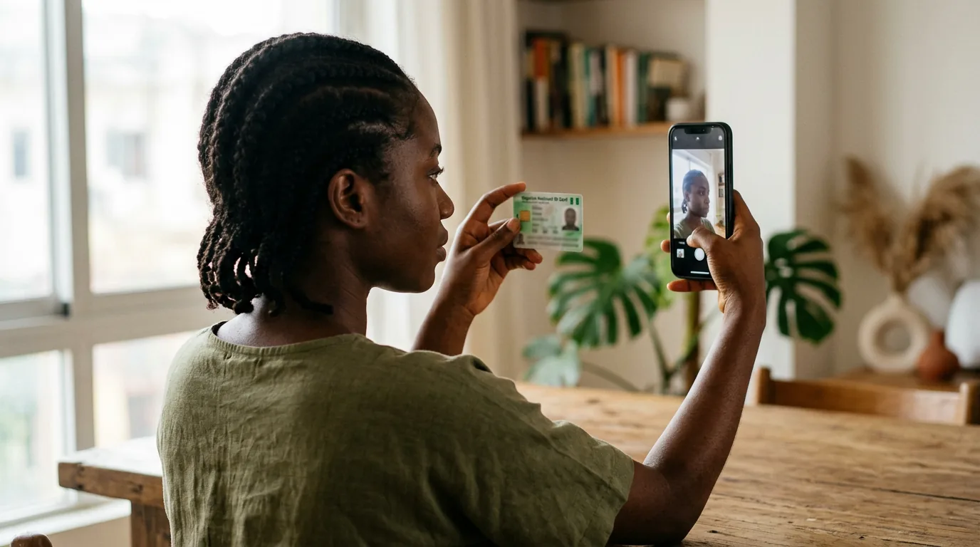 Nigerian bettor verifying ID documents to unlock a betting account